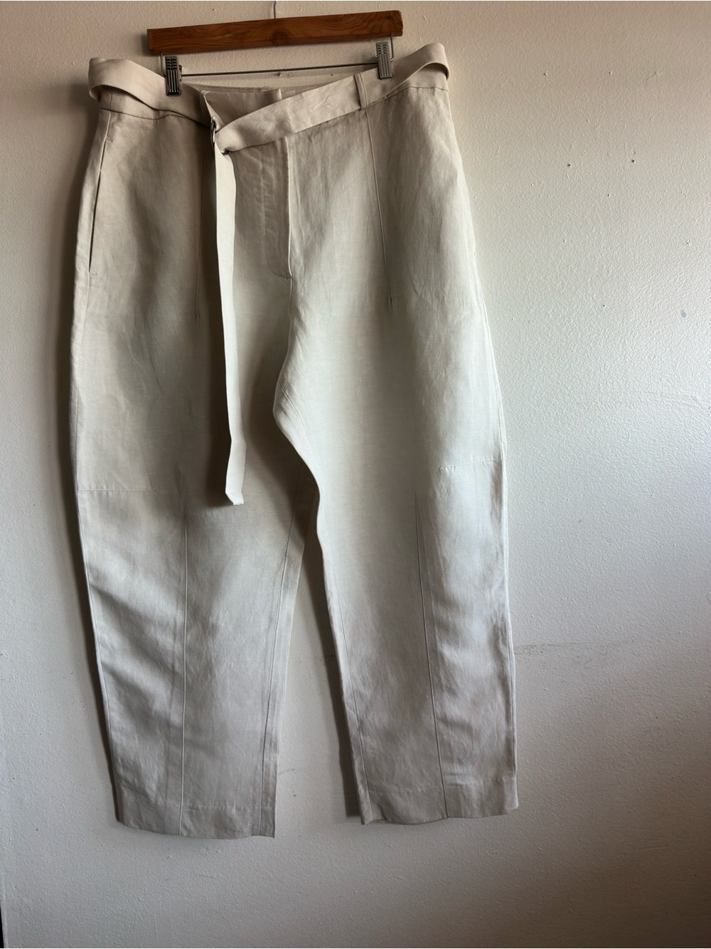 Banana Republic High Rise Tencel Linen Pants with Belt Taupe Size 16